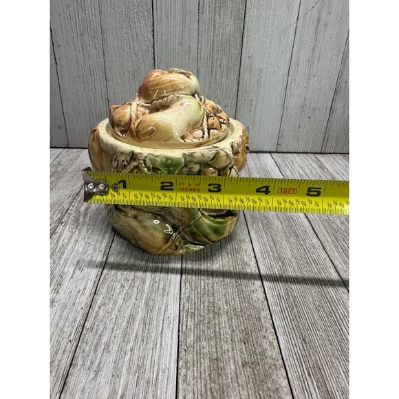 Vtg Ceramic Hand-Painted Tilso Japanese Fruit Decorated Biscuit Jar W/ Lid 4.5" - Picture 10 of 11